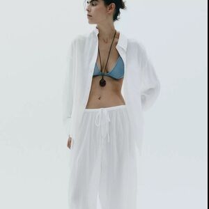 Zara - Oversized Gauze Shirt, White, NWOT